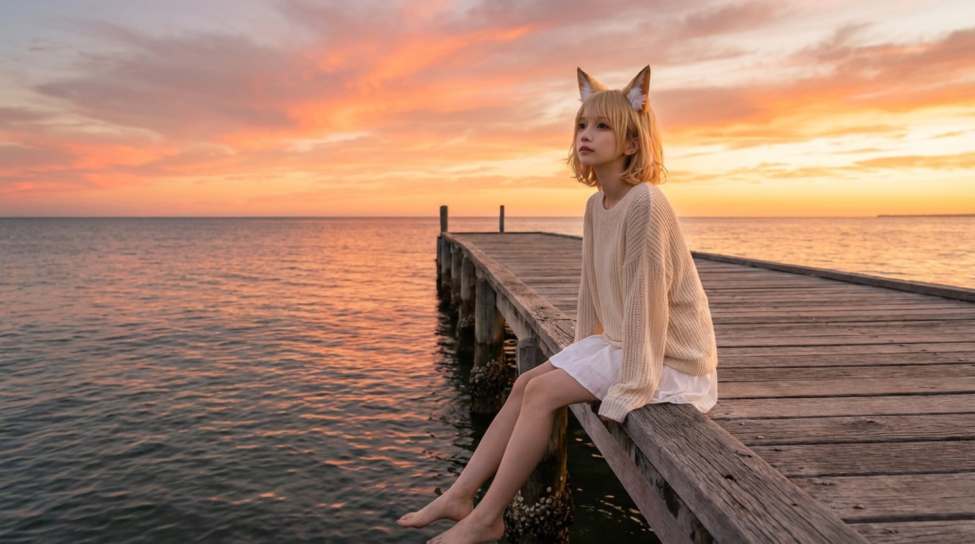 AIけいすけ — 夕焼けの桟橋にて